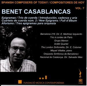 Spanish Composers of Today Vol. 7 - Benet Casablancas-Orchestra  