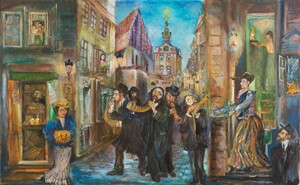 Rosh Hashanah - The Jewish New Year in Prague, Jewish Town - N. Musatova - Zhee-clay 13 x 21,5 cm-Reproduction Picture---- SOUVENIRS ---  