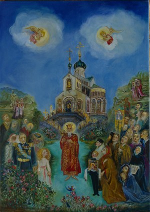 Sv.Vladimir's Apparition in Marienbad - N. Musatova - 18 x 12 cm - Zhee-clay-Reproduction Picture---- SOUVENIRS ---  