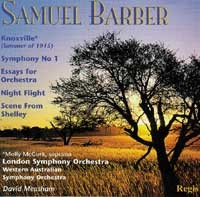 Knoxville (Summer of 1915), Symphony No. 1, Essays for Orchestra, Night Flight, Scene from Shelley.-Viola and Piano  