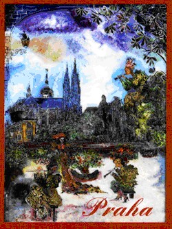 Artists in the Garden of Prague Castle - N. Musatova - Magnet - 75 x 60 mm-Magnet---- SOUVENIRS ---  